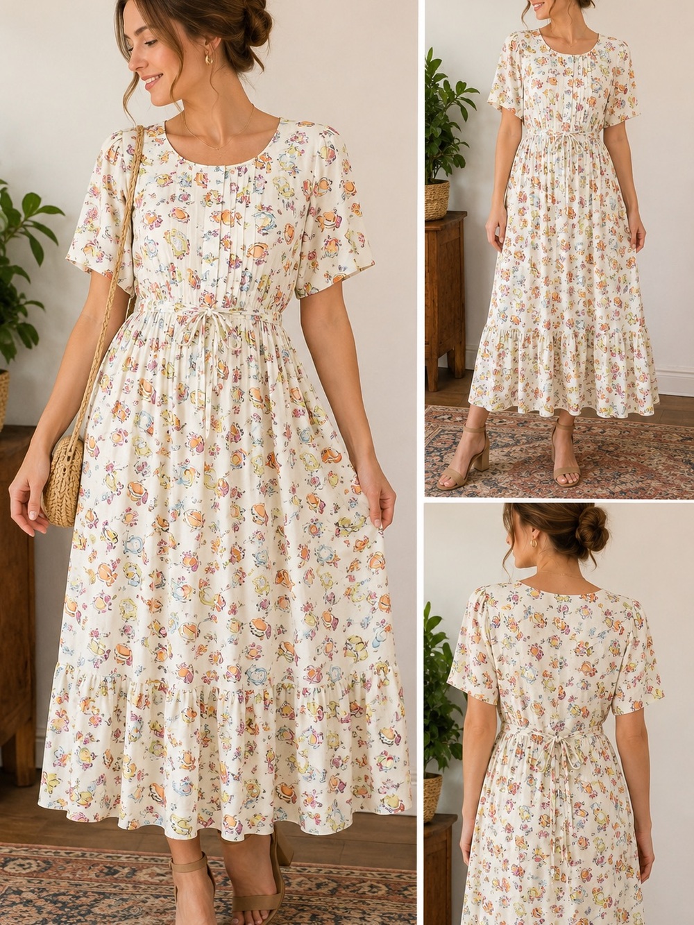 karin stevens Cream Floral Maxi Dress
